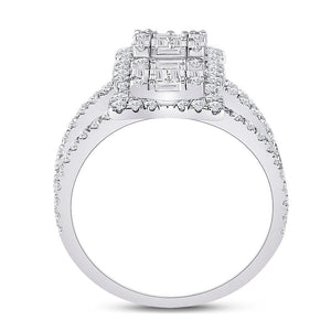 Spiral Brilliance: 14kt White Gold Womens Baguette Diamond Fashion Ring - Splendid Jewellery