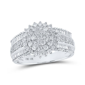 Splendid Brilliance: 10kt White Gold Womens Round Diamond Cluster Ring 1 Cttw - Splendid Jewellery