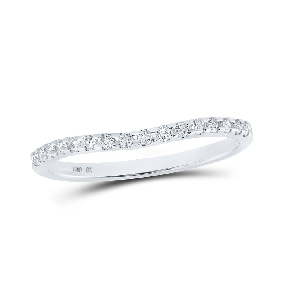 Splendid Brilliance: 10kt White Gold Womens Round Diamond Curved Band Ring 1/6 Cttw - Splendid Jewellery