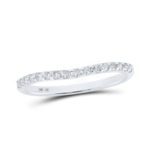 Load image into Gallery viewer, Splendid Brilliance: 10kt White Gold Womens Round Diamond Curved Band Ring 1/6 Cttw - Splendid Jewellery