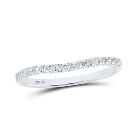 Splendid Brilliance: 10kt White Gold Womens Round Diamond Curved Band Ring 1/6 Cttw - Splendid Jewellery