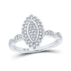 Splendid Brilliance: 10kt White Gold Womens Round Diamond Oval Cluster Ring 1/4 Cttw - Splendid Jewellery