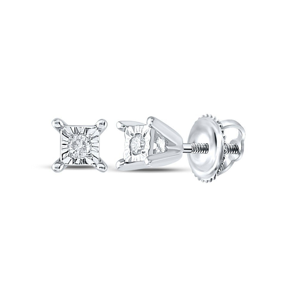 Splendid Brilliance: 10kt White Gold Womens Round Diamond Solitaire Earrings - Splendid Jewellery