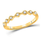 Splendid Brilliance: 10kt Yellow Gold Womens Round Diamond Stackable Band Ring 1/10 Cttw - Splendid Jewellery