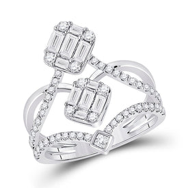 Splendid Brilliance: 14kt White Gold Women's Diamond Majesty Ring - Top View
