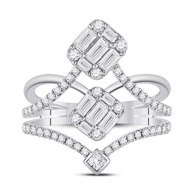 Splendid Brilliance: 14kt White Gold Women's Diamond Majesty Ring - Front View