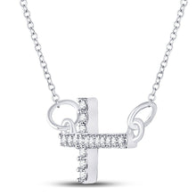 Load image into Gallery viewer, Splendid Diamond Cross Necklace: Sterling Silver with Round Diamonds  Side View from Splendid Jewellery