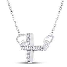 Splendid Diamond Cross Necklace: Sterling Silver with Round Diamonds  Side View from Splendid Jewellery