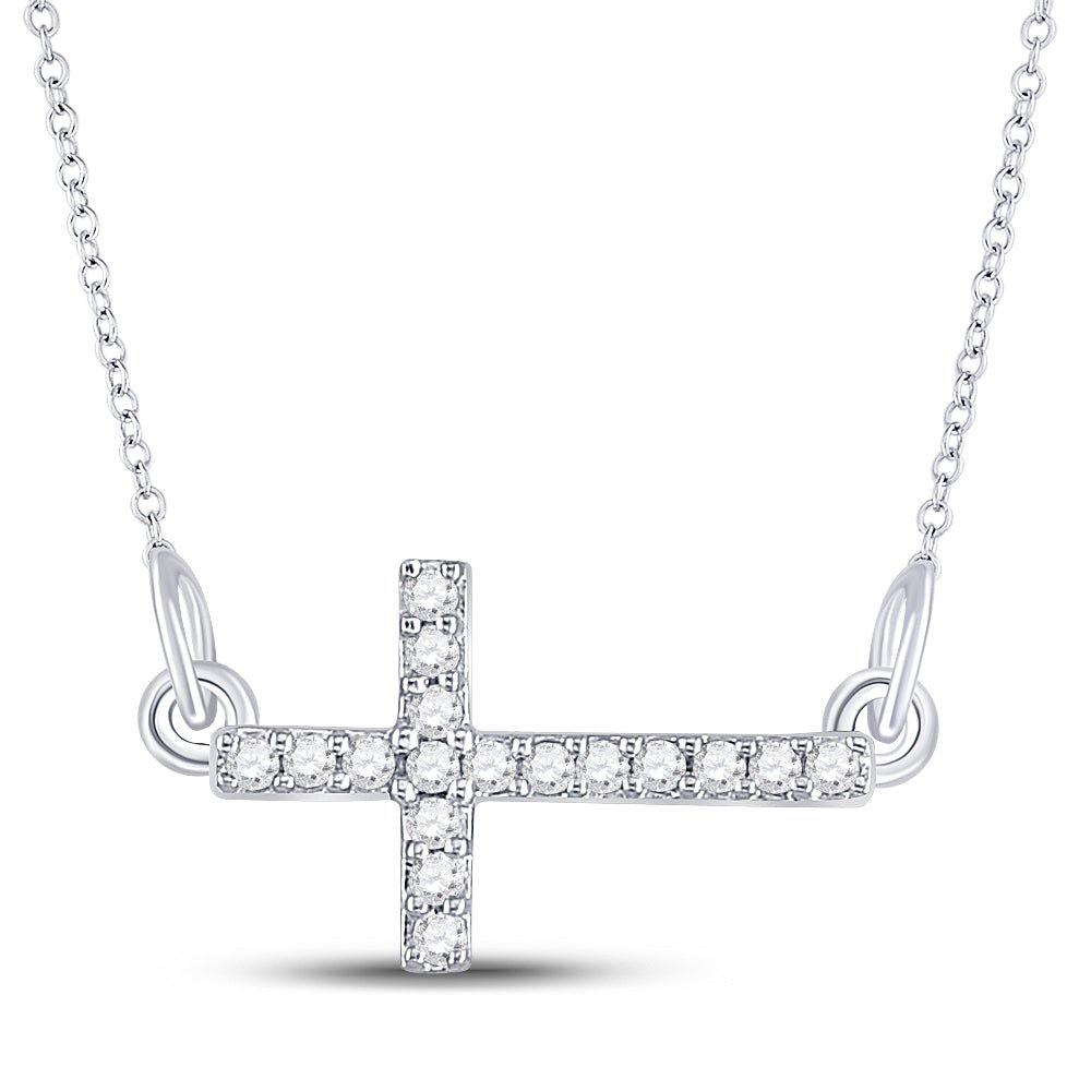 Splendid Diamond Cross Necklace: Sterling Silver with Round Diamonds - Splendid Jewellery