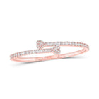 Splendid Jewellery 10kt Rose Gold Baguette Diamond Heart Cuff Bangle Bracelet - Exquisite 1 - 1/2 Cttw Beauty - Splendid Jewellery