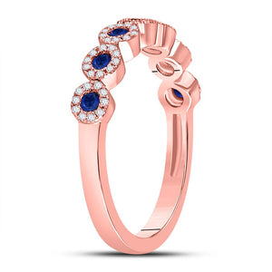 Splendid Jewellery 10kt Rose Gold Blue Sapphire and Diamond Stackable Band Ring - Splendid Jewellery