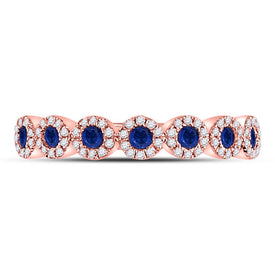 Splendid Jewellery 10kt Rose Gold Blue Sapphire and Diamond Stackable Band Ring - Splendid Jewellery