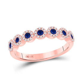 Splendid Jewellery 10kt Rose Gold Blue Sapphire and Diamond Stackable Band Ring - Alternate view 1 from Splendid Jewellery