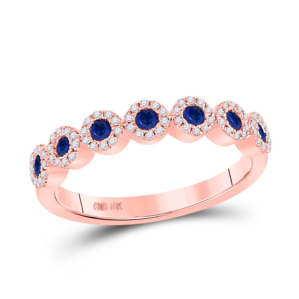 Splendid Jewellery 10kt Rose Gold Blue Sapphire and Diamond Stackable Band Ring - Splendid Jewellery