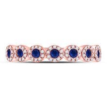 Load image into Gallery viewer, Splendid Jewellery 10kt Rose Gold Blue Sapphire and Diamond Stackable Band Ring - Alternate view 4 from Splendid Jewellery