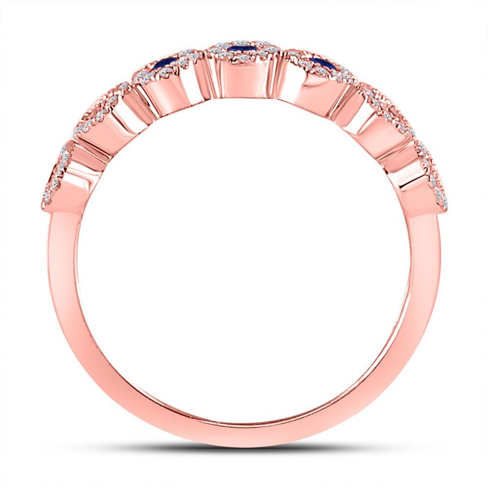 Splendid Jewellery 10kt Rose Gold Blue Sapphire and Diamond Stackable Band Ring - Splendid Jewellery
