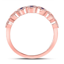 Load image into Gallery viewer, Splendid Jewellery 10kt Rose Gold Blue Sapphire and Diamond Stackable Band Ring - Alternate view 2 from Splendid Jewellery