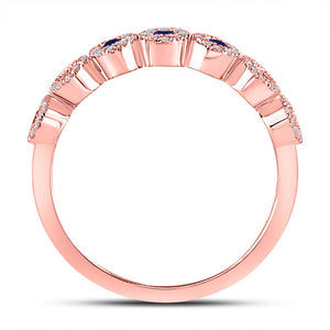 Splendid Jewellery 10kt Rose Gold Blue Sapphire and Diamond Stackable Band Ring - Splendid Jewellery