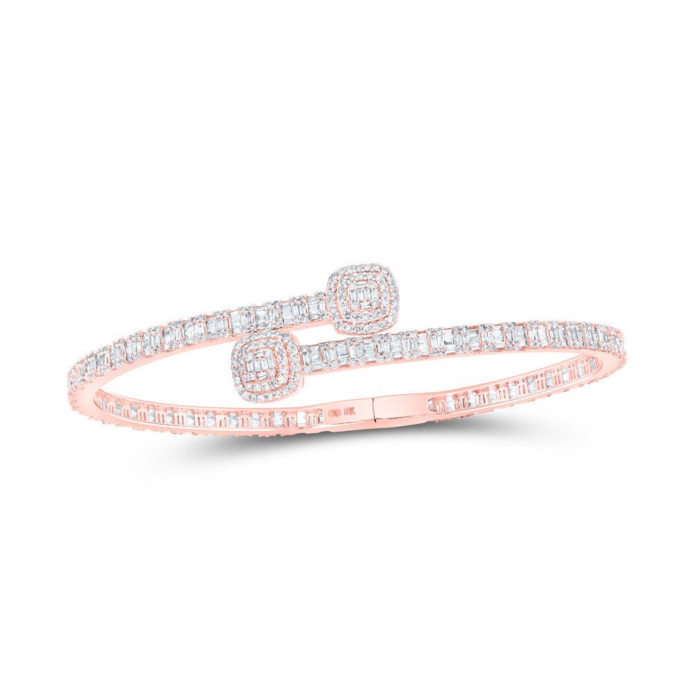Splendid Jewellery 10kt Rose Gold Diamond Cushion - accent Cuff Bangle Bracelet - Exquisite Brilliance Collection - Splendid Jewellery