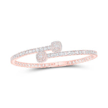 Load image into Gallery viewer, Splendid Jewellery 10kt Rose Gold Diamond Cushion - accent Cuff Bangle Bracelet - Exquisite Brilliance Collection - Splendid Jewellery