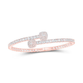 Splendid Jewellery 10kt Rose Gold Diamond Cushion - accent Cuff Bangle Bracelet - Exquisite Brilliance Collection - Splendid Jewellery