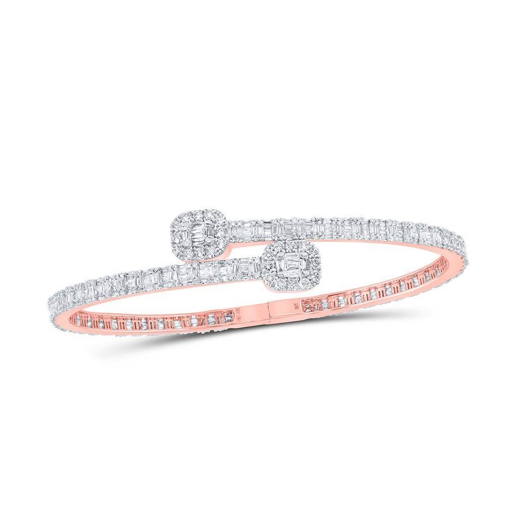 Splendid Jewellery 10kt Rose Gold Diamond Square Cuff Bangle Bracelet - 3 Cttw - Splendid Jewellery