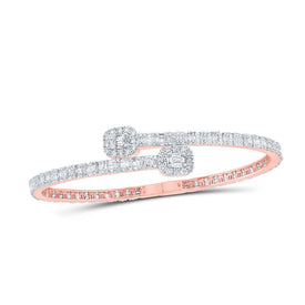 Splendid Jewellery 10kt Rose Gold Diamond Square Cuff Bangle Bracelet - 3 Cttw - Splendid Jewellery