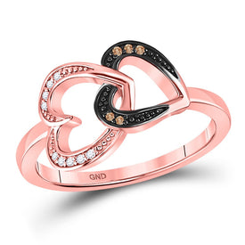 Splendid Jewellery 10kt Rose Gold Double Heart Diamond Ring Top View from Splendid Jewellery