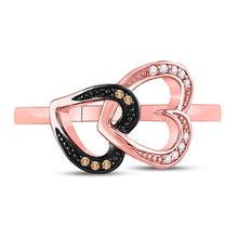 Load image into Gallery viewer, Splendid Jewellery 10kt Rose Gold Double Heart Diamond Ring - Splendid Jewellery