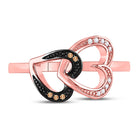 Splendid Jewellery 10kt Rose Gold Double Heart Diamond Ring Front View from Splendid Jewellery
