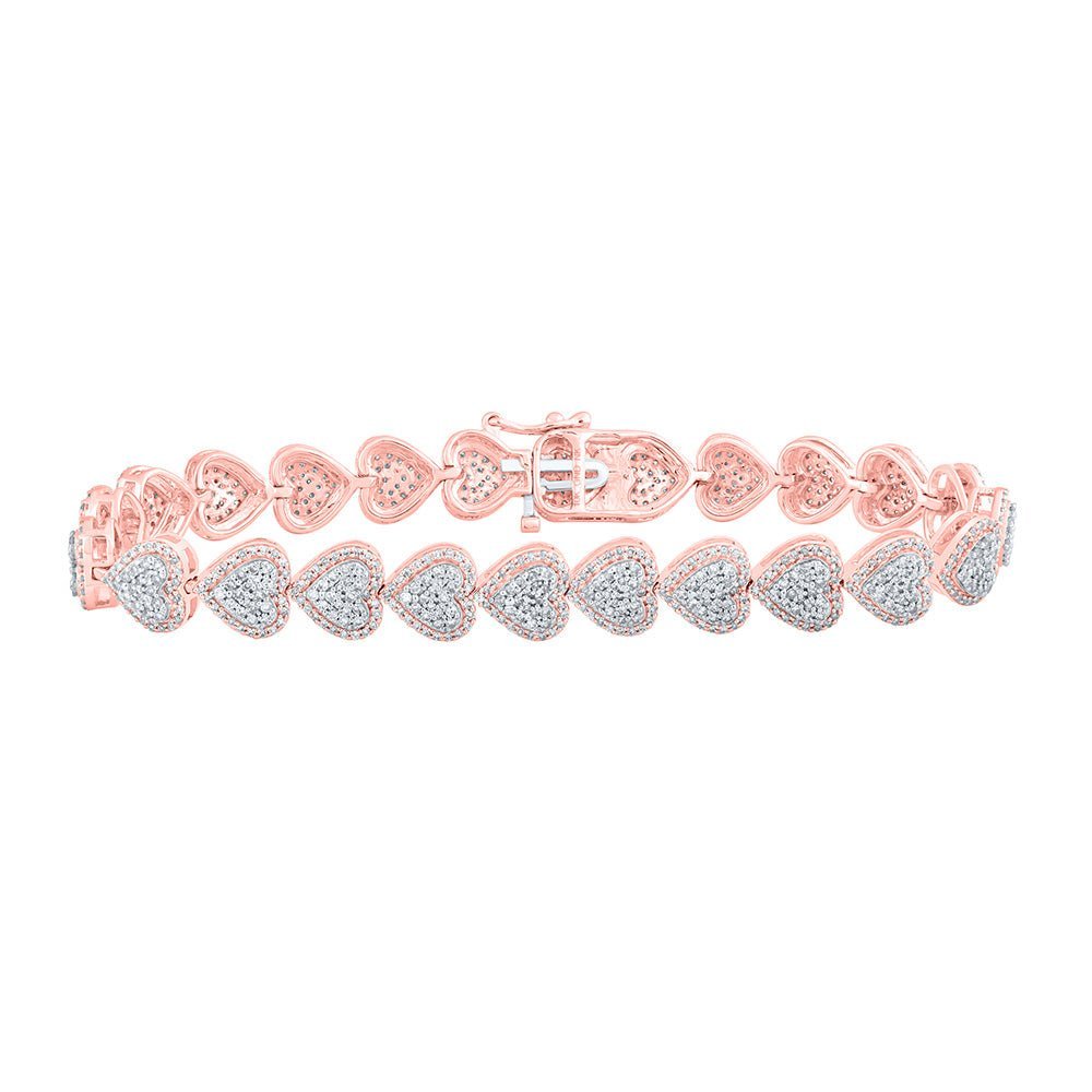Splendid Jewellery 10kt Rose Gold Heart Diamond Bracelet - 2 - 5/8 Cttw: A Timeless Elegance - Splendid Jewellery
