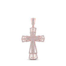 Load image into Gallery viewer, Splendid Jewellery 10kt Rose Gold Men's Diamond Cross Pendant - 2 - 1/3 Cttw - Splendid Jewellery