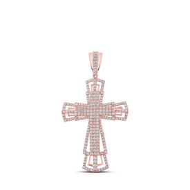 Splendid Jewellery 10kt Rose Gold Men's Diamond Cross Pendant - 2 - 1/3 Cttw - Splendid Jewellery