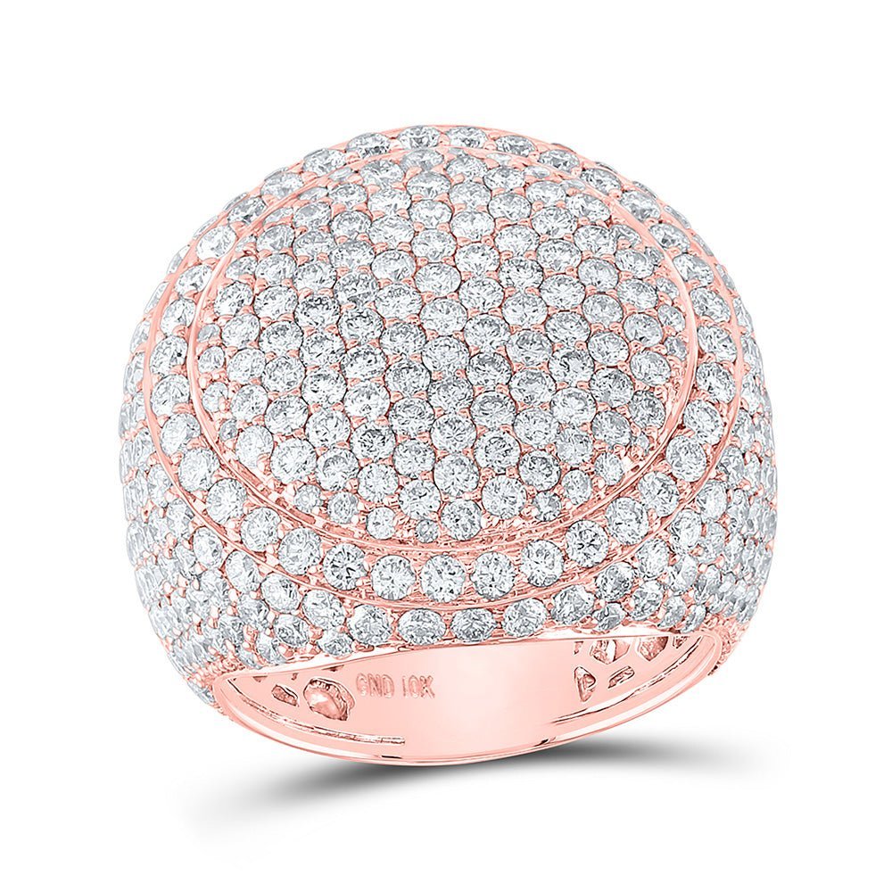 Splendid Jewellery 10kt Rose Gold Men's Round Diamond Circle Pave Cluster Ring - Exquisite 8 - 1/4 Cttw Men's Ring - Splendid Jewellery