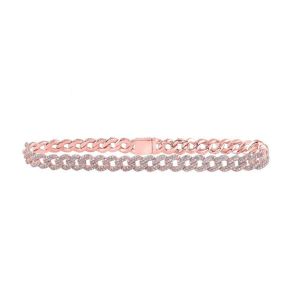Splendid Jewellery 10kt Rose Gold Men's Round Diamond Curb Link Bracelet - 4 - 5/8 Cttw - Splendid Jewellery