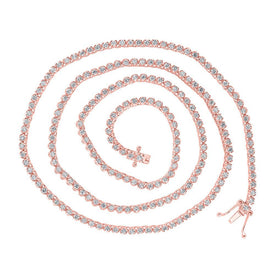 Splendid Jewellery 10kt Rose Gold Mens Round Diamond Tennis Chain Necklace - 3 - 5/8 Carat Total Weight - 20 - inch Length - Splendid Jewellery