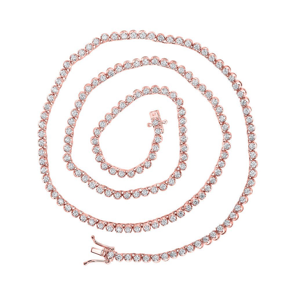Splendid Jewellery 10kt Rose Gold Men's Round Diamond Tennis Chain Necklace - 5 Cttw - 20 - inch Length - Splendid Jewellery
