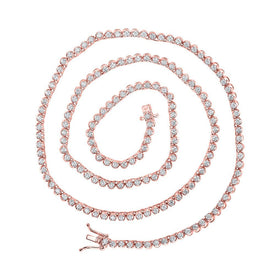 Splendid Jewellery 10kt Rose Gold Men's Round Diamond Tennis Chain Necklace - 5 Cttw - 20 - inch Length - Splendid Jewellery