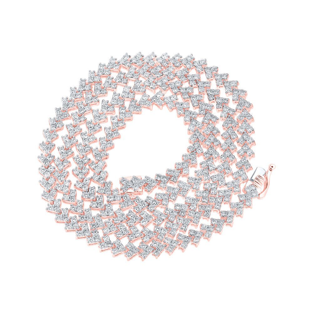 Splendid Jewellery 10kt Rose Gold Round Diamond Link Chain Necklace - 7 Cttw - Splendid Jewellery