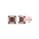 Splendid Jewellery 10kt Rose Gold Square Brown Diamond Earrings - Splendid Jewellery