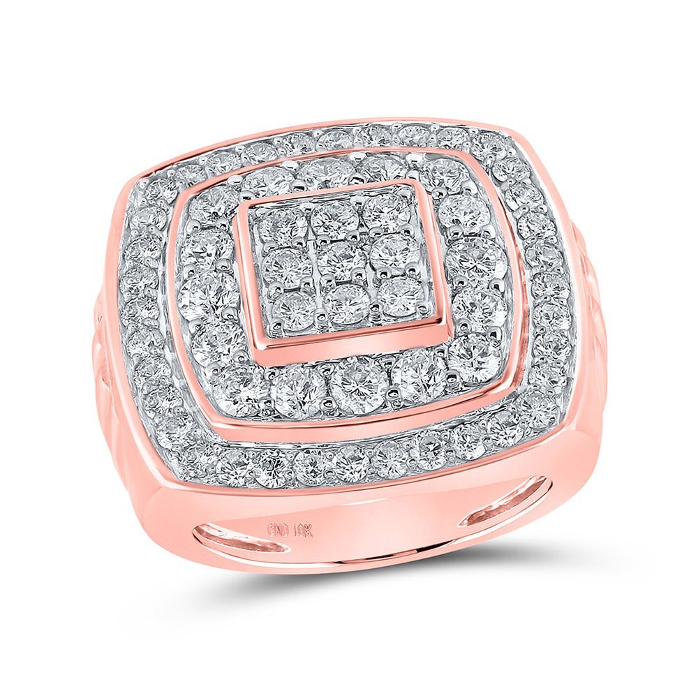 Splendid Jewellery 10kt Rose Gold Square Diamond Men's Ring - 4 Cttw - Splendid Jewellery