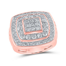 Load image into Gallery viewer, Splendid Jewellery 10kt Rose Gold Square Diamond Men's Ring - 4 Cttw - Splendid Jewellery