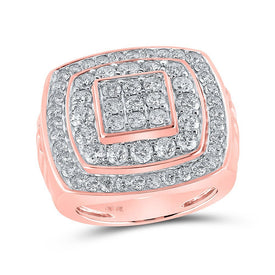 Splendid Jewellery 10kt Rose Gold Square Diamond Men's Ring - 4 Cttw - Splendid Jewellery