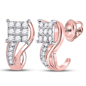 Splendid Jewellery 10kt Rose Gold Square Half J Hoop Earrings with Dazzling Diamonds - Splendid Jewellery