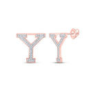 Splendid Jewellery 10kt Rose Gold Womens Round Diamond Y Initial Earrings: Personalized Elegance at Its Finest - Splendid Jewellery