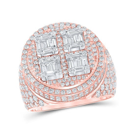 Splendid Jewellery 10kt Two - tone Gold Mens Baguette Diamond Circle Ring - A Dazzling Display of 3 - 7/8 Cttw - Splendid Jewellery