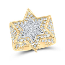 Load image into Gallery viewer, Splendid Jewellery 10kt Two - tone Gold Men's Round Diamond Star of David Ring - 4 - 1/2 Cttw - Splendid Jewellery