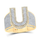 Splendid Jewellery 10kt Two - tone Gold Mens Round Diamond U Initial Letter Ring 1 Cttw - Splendid Jewellery