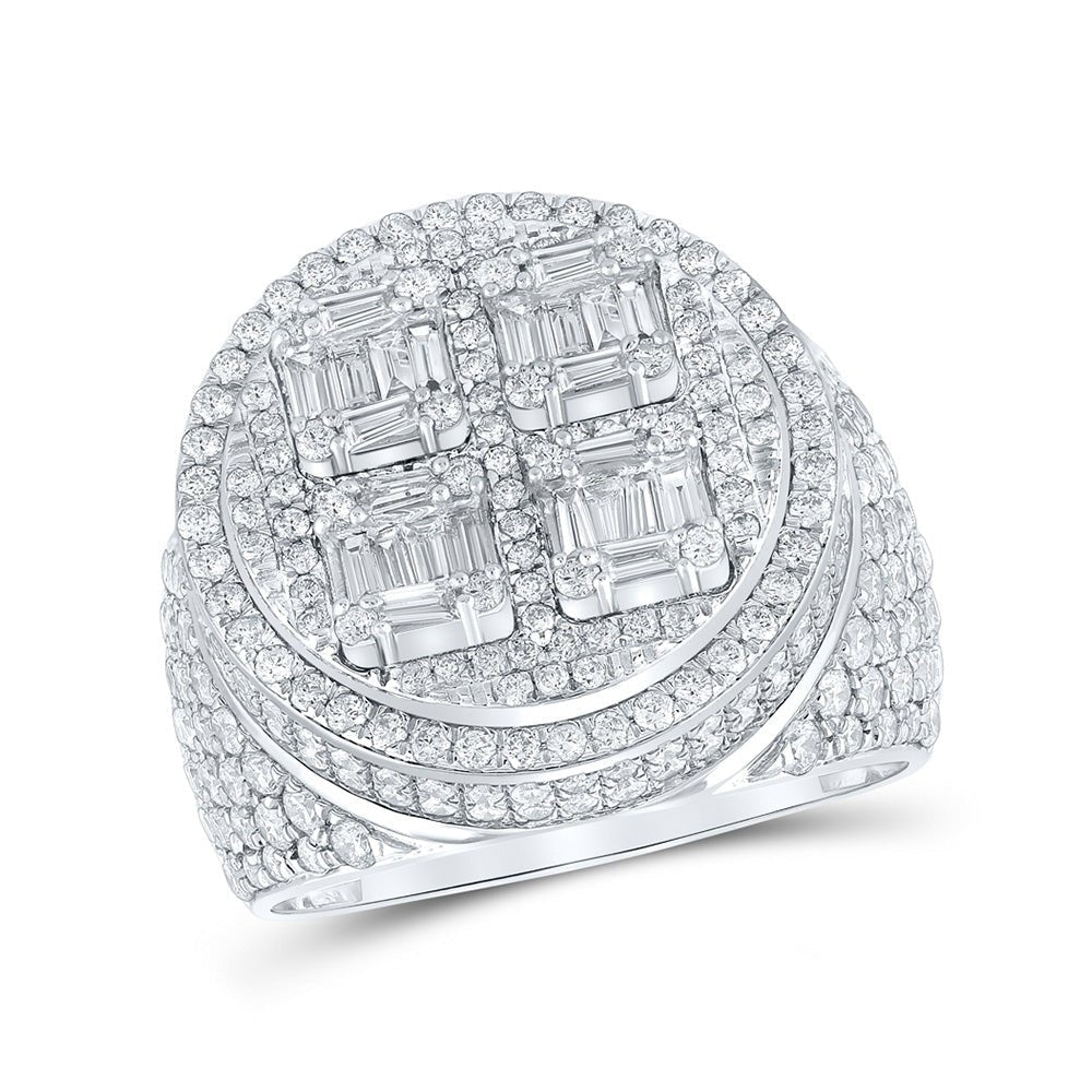 Splendid Jewellery 10kt White Gold Baguette and Round Diamond Circle Ring - 3 - 7/8 Cttw - Splendid Jewellery