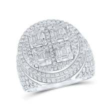 Load image into Gallery viewer, Splendid Jewellery 10kt White Gold Baguette and Round Diamond Circle Ring - 3 - 7/8 Cttw - Splendid Jewellery